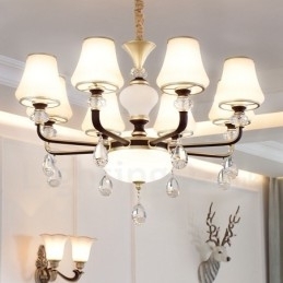 Moderne Moderne Retro Luksus Krystal Pendel Lysekrone med Glasskærm