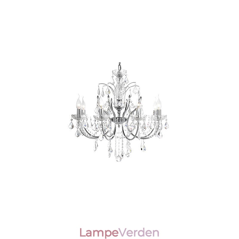 Elegant krystallysekrone med 8 lys