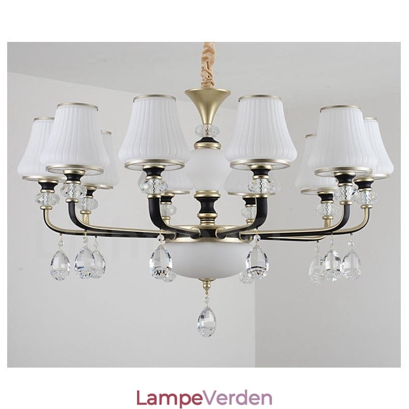 Moderne Moderne Retro Luksus Krystal Pendel Lysekrone med Glasskærm