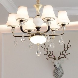 Moderne Moderne Retro Luksus Krystal Pendel Lysekrone med Glasskærm