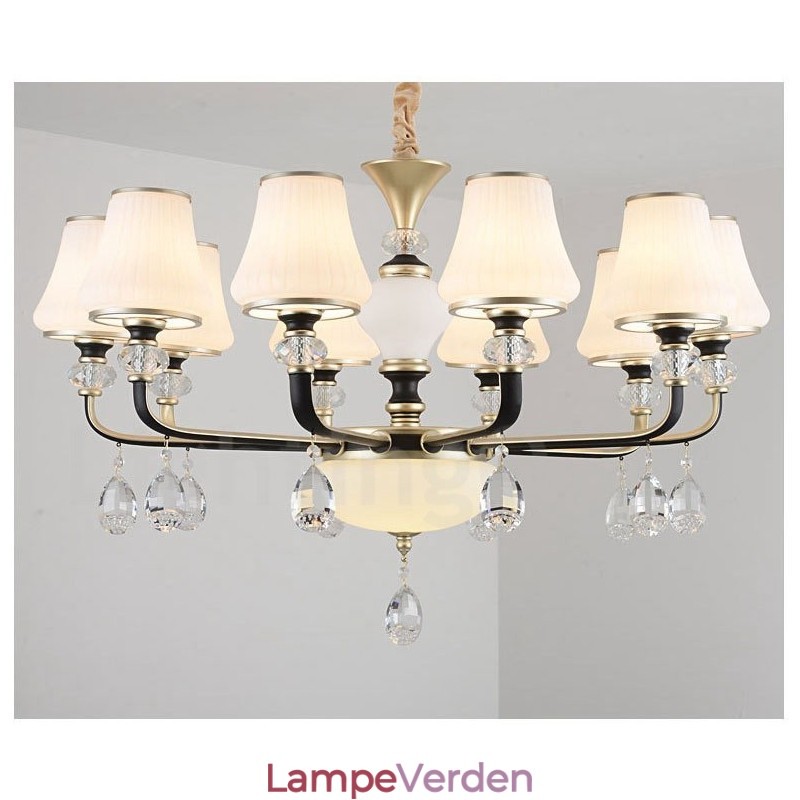 Moderne Moderne Retro Luksus Krystal Pendel Lysekrone med Glasskærm