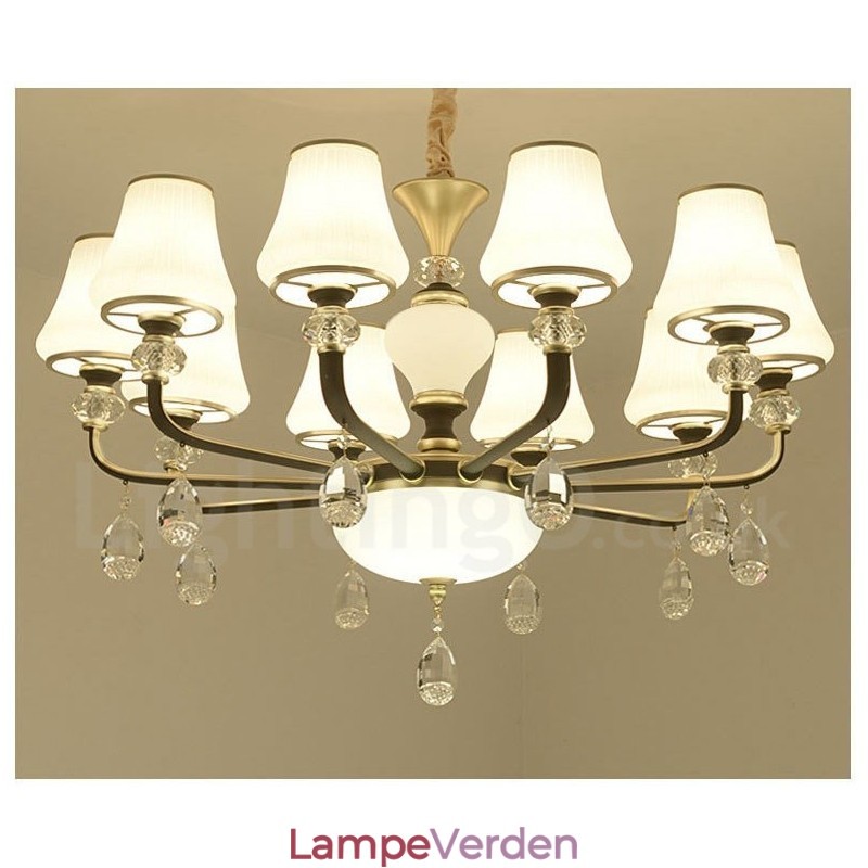 Moderne Moderne Retro Luksus Krystal Pendel Lysekrone med Glasskærm