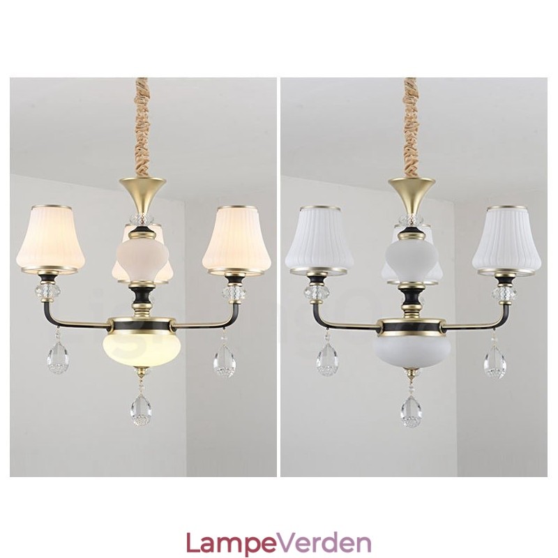 Moderne Moderne Retro Luksus Krystal Pendel Lysekrone med Glasskærm