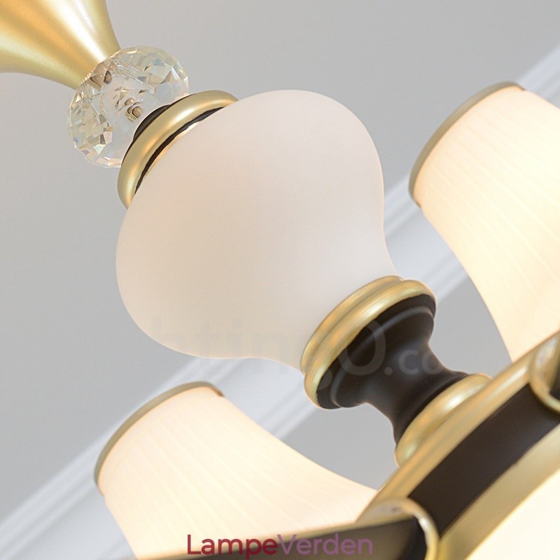 Moderne Moderne Retro Luksus Krystal Pendel Lysekrone med Glasskærm