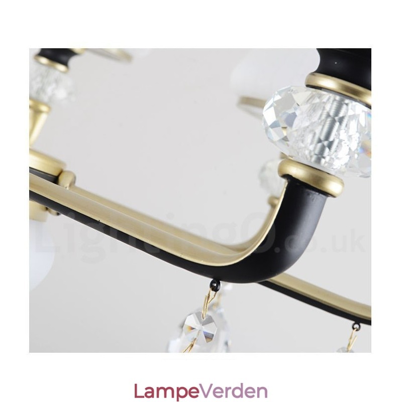 Moderne Moderne Retro Luksus Krystal Pendel Lysekrone med Glasskærm