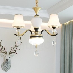 Moderne Moderne Retro Luksus Krystal Pendel Lysekrone med Glasskærm