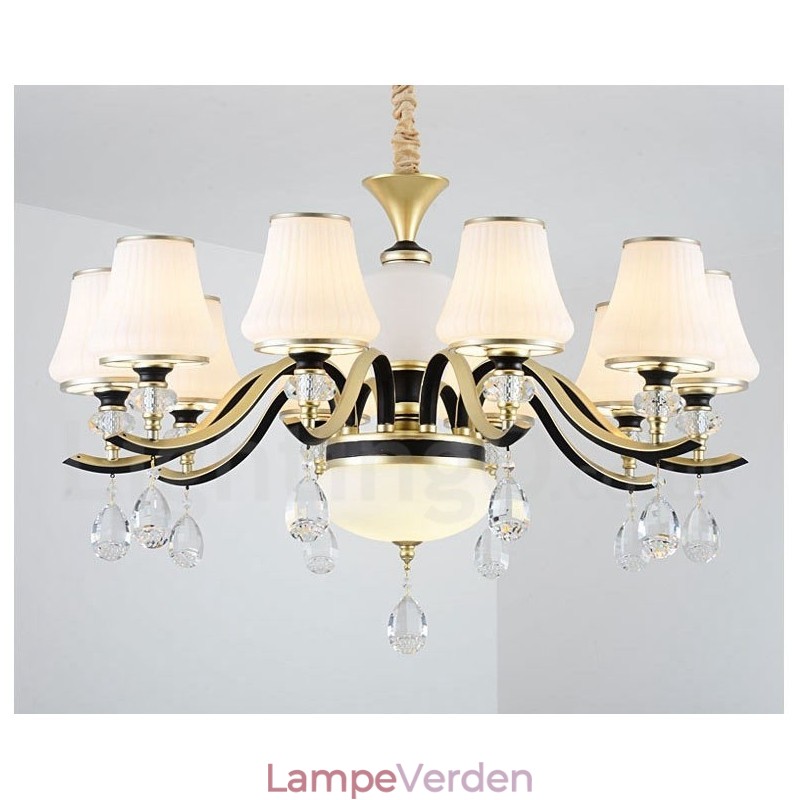 Moderne Moderne Retro Luksus Krystal Pendel Lysekrone med Glasskærm