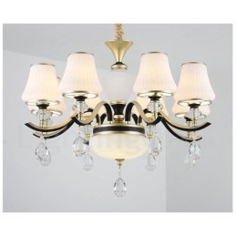 Moderne Moderne Retro Luksus Krystal Pendel Lysekrone med Glasskærm