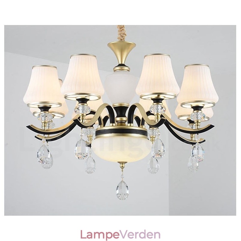 Moderne Moderne Retro Luksus Krystal Pendel Lysekrone med Glasskærm