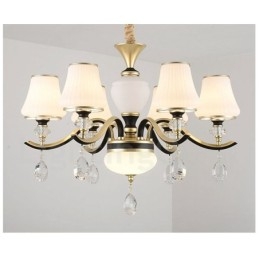Moderne Moderne Retro Luksus Krystal Pendel Lysekrone med Glasskærm
