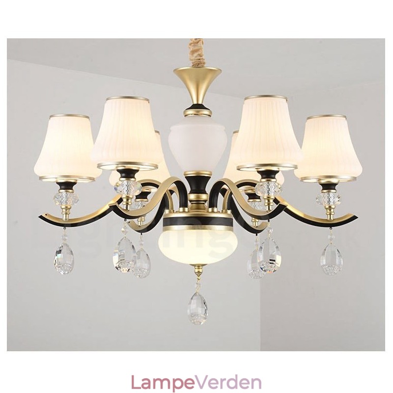 Moderne Moderne Retro Luksus Krystal Pendel Lysekrone med Glasskærm