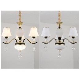 Moderne Moderne Retro Luksus Krystal Pendel Lysekrone med Glasskærm