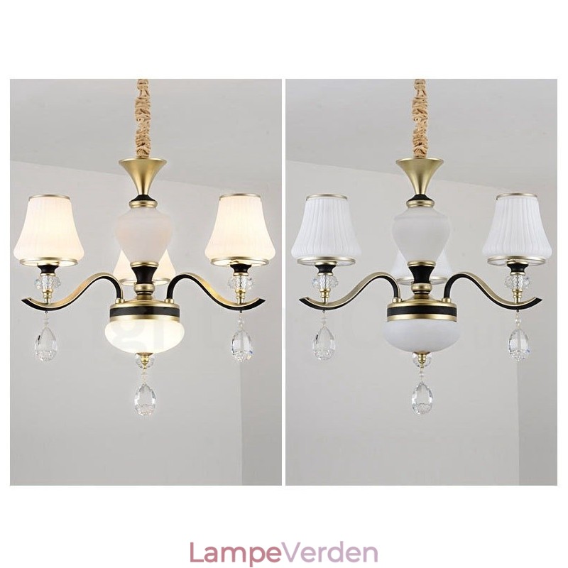 Moderne Moderne Retro Luksus Krystal Pendel Lysekrone med Glasskærm
