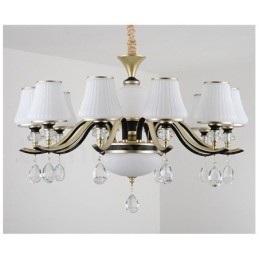 Moderne Moderne Retro Luksus Krystal Pendel Lysekrone med Glasskærm