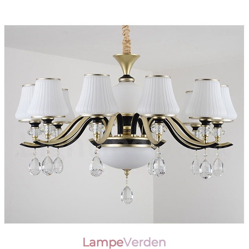Moderne Moderne Retro Luksus Krystal Pendel Lysekrone med Glasskærm
