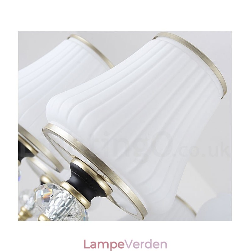 Moderne Moderne Retro Luksus Krystal Pendel Lysekrone med Glasskærm