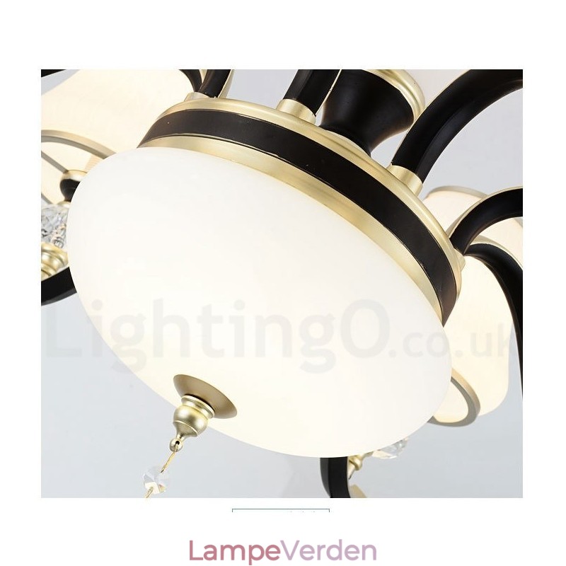 Moderne Moderne Retro Luksus Krystal Pendel Lysekrone med Glasskærm