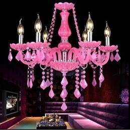 Kaffelampe Project Light Candle Crystal Hængelampe Pink