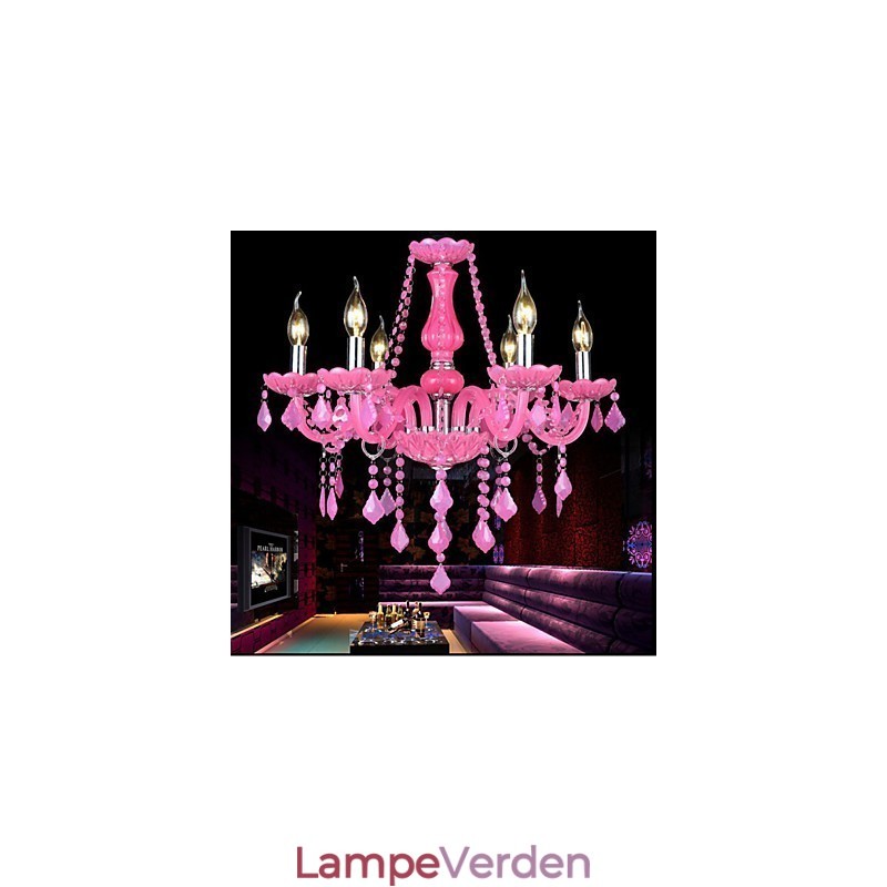 Kaffelampe Project Light Candle Crystal Hængelampe Pink