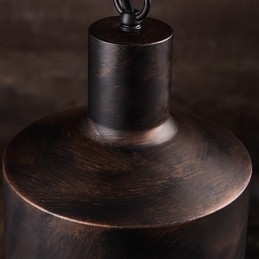 Lysekrone Rustik Lodge Drum Metal Pendel Light