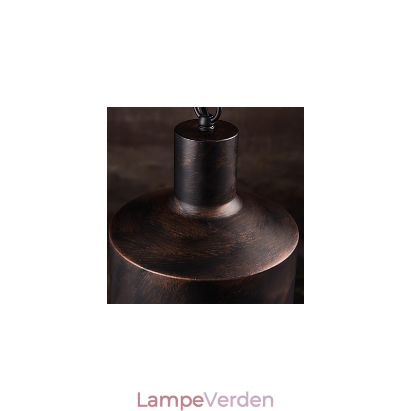 Lysekrone Rustik Lodge Drum Metal Pendel Light