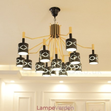 Moderne moderne 15 lyse stållysekrone med stålskærm Moderne moderne 15 lyse stållysekrone med stålskærm