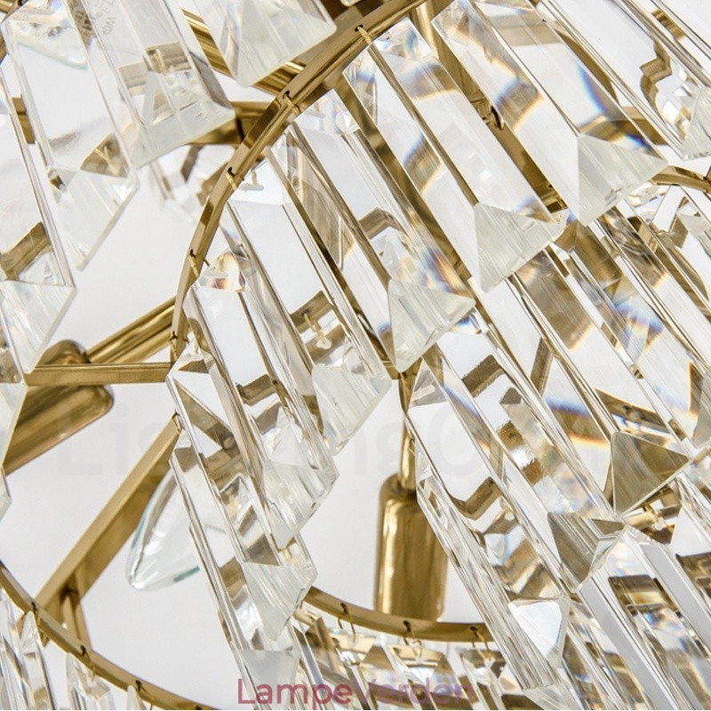 Moderne moderne 9 lyse stål pendellampe med krystalskærm