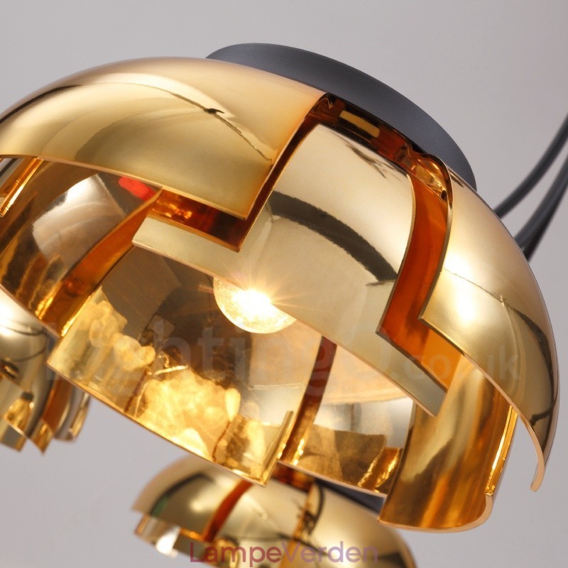 Moderne moderne 5 lyse stållysekrone med akrylskærm