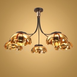 Moderne moderne 5 lyse stållysekrone med akrylskærm