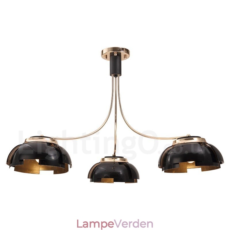 Moderne moderne 3 lyse stållysekrone med akrylskærm