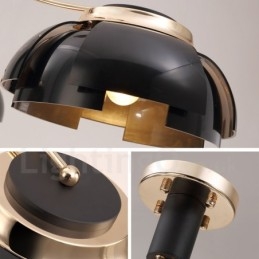 Moderne moderne 3 lyse stållysekrone med akrylskærm