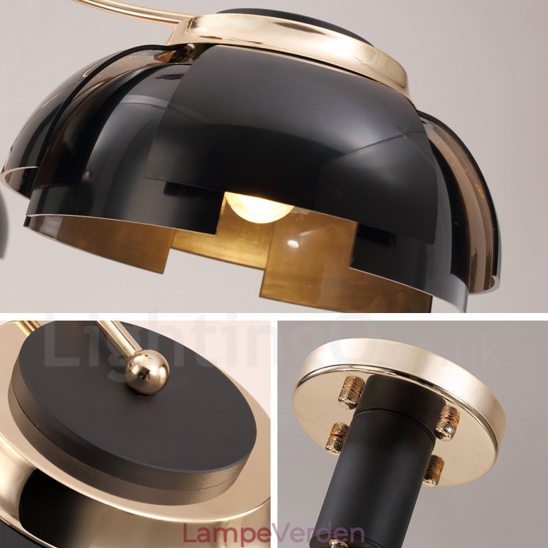 Moderne moderne 3 lyse stållysekrone med akrylskærm