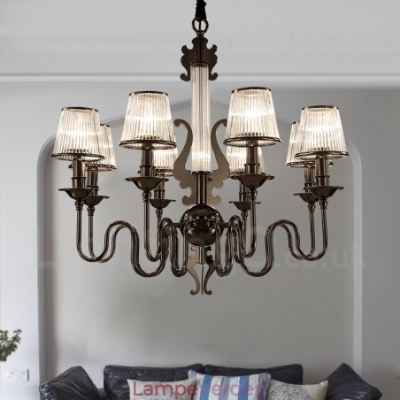Moderne moderne 8 lyse stållysekrone med akrylskærm Moderne moderne 8 lyse stållysekrone med akrylskærm