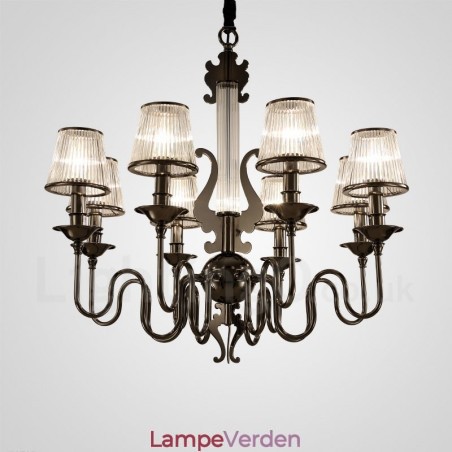 Moderne moderne lysekrone i 15 lys stål med akrylskærm