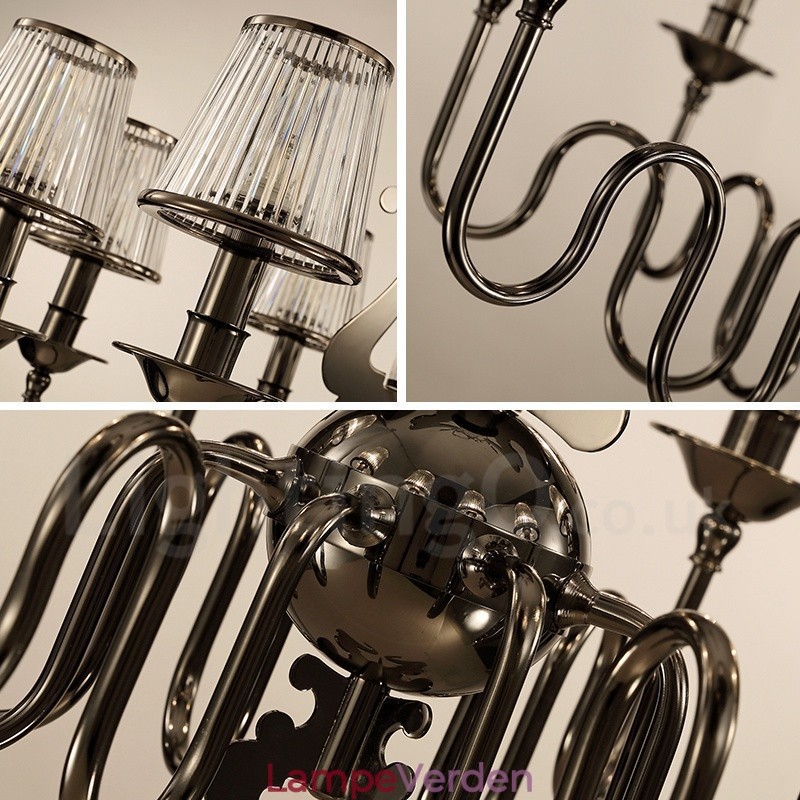 Moderne moderne lysekrone i 15 lys stål med akrylskærm