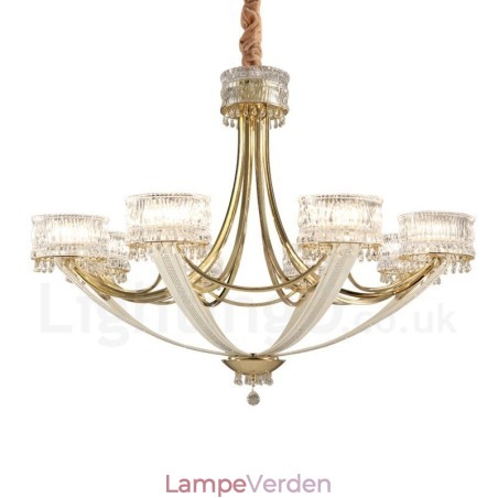 Moderne moderne 8 lyse stållysekrone med krystalskærm