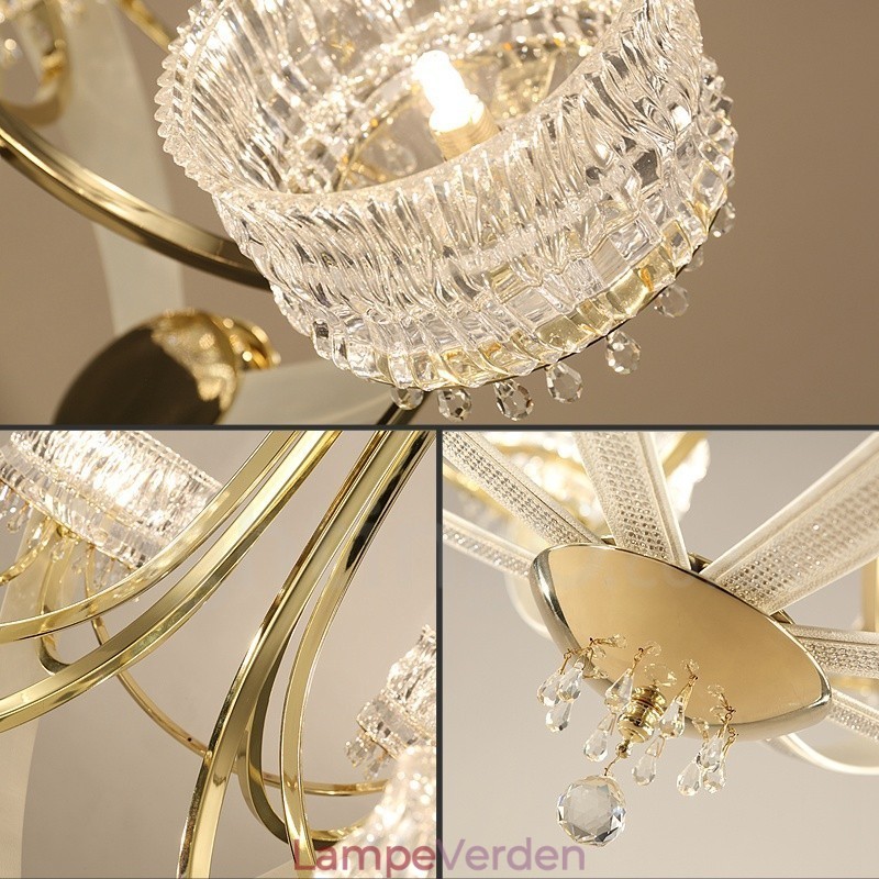 Moderne moderne 8 lyse stållysekrone med krystalskærm