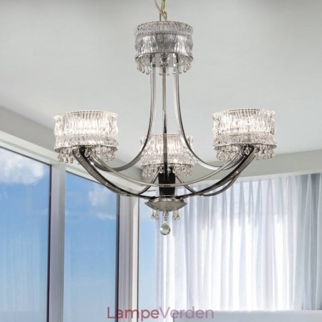 Moderne moderne 3 lyse stållysekrone med krystalskærm Moderne moderne 3 lyse stållysekrone med krystalskærm