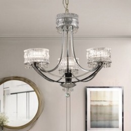 Moderne moderne 3 lyse stållysekrone med krystalskærm