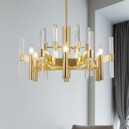 Moderne moderne 8 lys metal lysekrone med krystalskærm