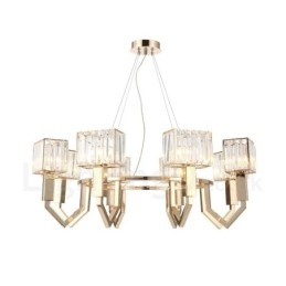 Moderne moderne 8 lys stål pendellampe med krystalskærm