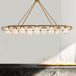 Modern Contemporary 9 Light Messing Pendel med glasskærm