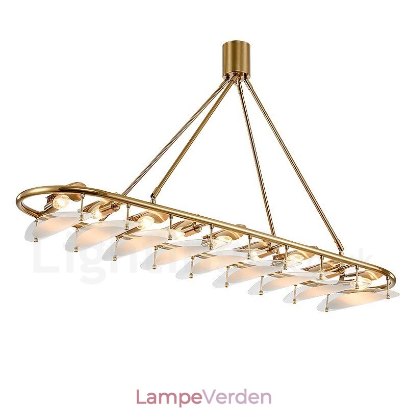 Modern Contemporary 9 Light Messing Pendel med glasskærm