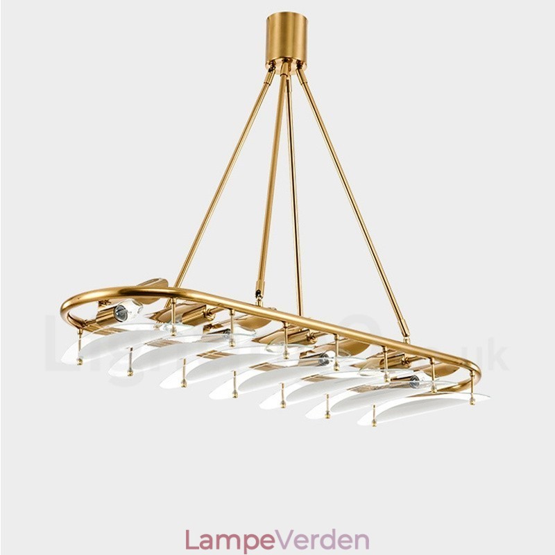 Modern Contemporary 9 Light Messing Pendel med glasskærm