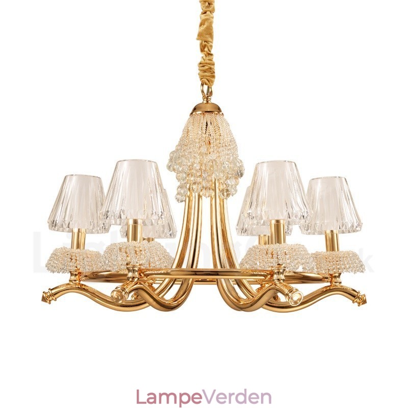 Moderne moderne lysekrone i 6 lys krystalstål med akrylskærm