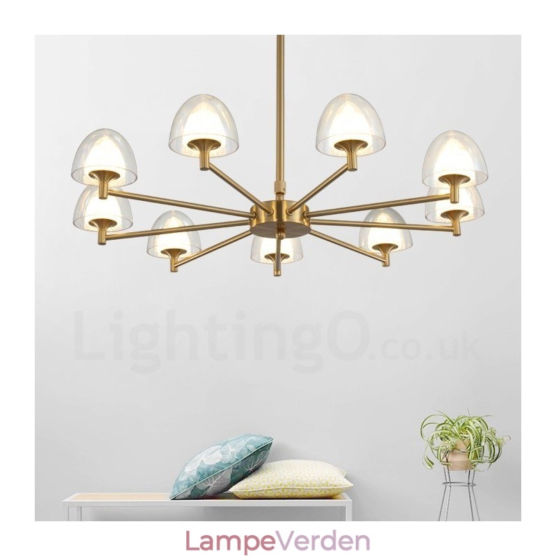 Moderne moderne 9 lys metal lysekrone med akrylskærm