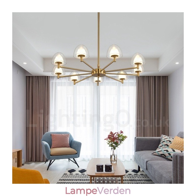 Moderne moderne 9 lys metal lysekrone med akrylskærm