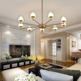 Moderne moderne 9 lys metal lysekrone med akrylskærm