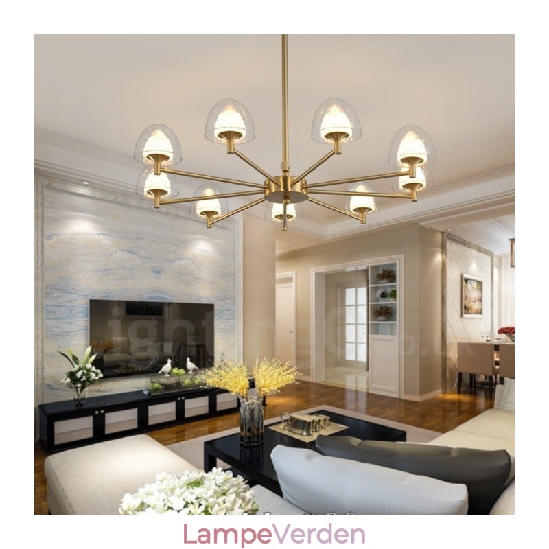 Moderne moderne 9 lys metal lysekrone med akrylskærm