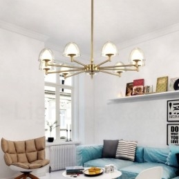 Moderne moderne 9 lys metal lysekrone med akrylskærm